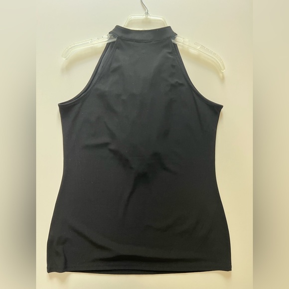 WHBM - Black Sleeveless V-Neck With Animal Print Ruffle - Size Medium - Picture 8 of 9